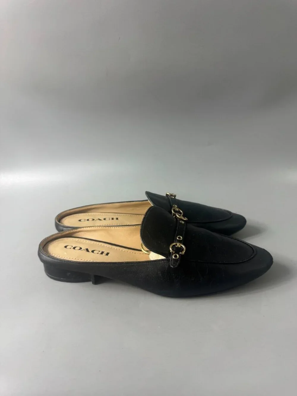 Authentic Coach Irene Black Leather Mule, Size 7.5 B